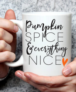 Warm up with this adorable Pumpkin Spice and Everything Nice adorable fall mug! 